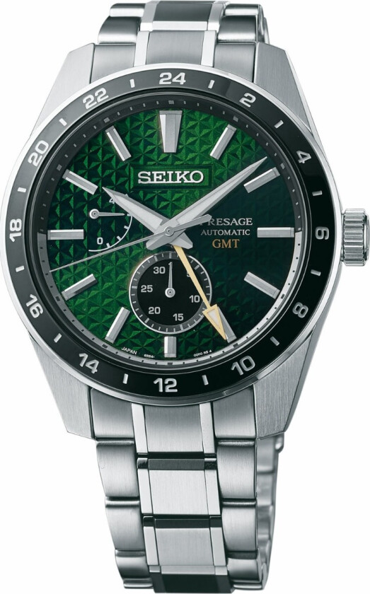 Seiko Presage Sharp Edge GMT SPB219J1 - Automatisk - Sølv - Herreklokker - Rustfritt stål - ledd m/pin - Safir