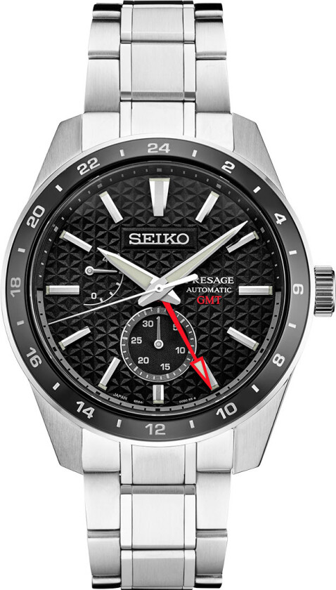 Seiko Presage Sharp Edge GMT SPB221J1 - Automatisk - Sølv - Herreklokker - Rustfritt stål - ledd m/pin - Safir