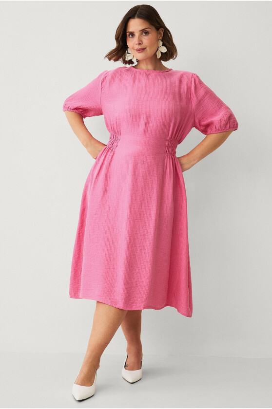 Kjole med bobleermer - Rosa