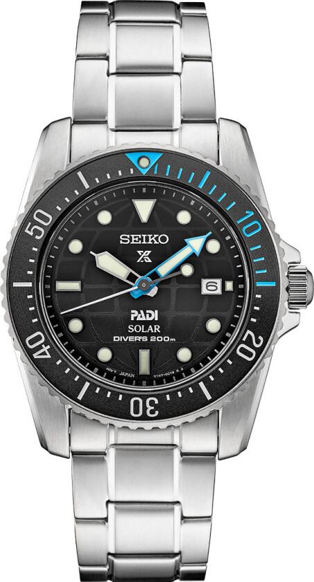 Prospex Padi Solar SNE575P1 - Kvarts - Sølv - Herreklokker - Rustfritt stål - ledd m/pin - Safir