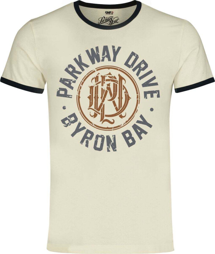 T-skjorte - Byron Bay - Ringer Shirt - S til 5XL - Herrer - antikk hvit