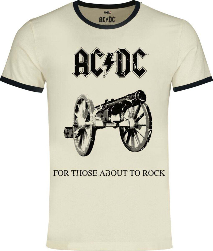 T-skjorte - For Those About To Rock - Ringer Shirt - S til 5XL - Herrer - antikk hvit
