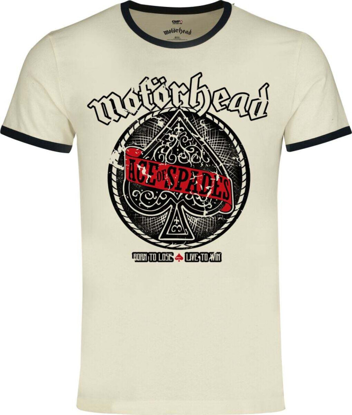 T-skjorte - Ace Of Spades - Ringer Shirt - S til 5XL - Herrer - antikk hvit