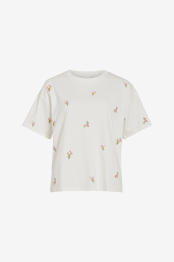 T-skjorte viMonie Emb O-neck - Hvit