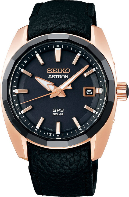Astron GPS Solar SSJ012J1 - Kvarts - Rosegull - Herreklokker - Skinn - Safir
