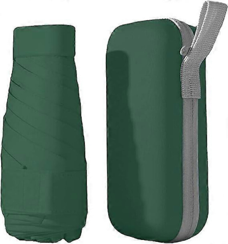 6 Ribber Mini Reise Paraply, Sterk Paraply Sammenleggbar Solparaply Vindtett Regnparaply Lett Liten Kompakt Dameparaply (Grønn)