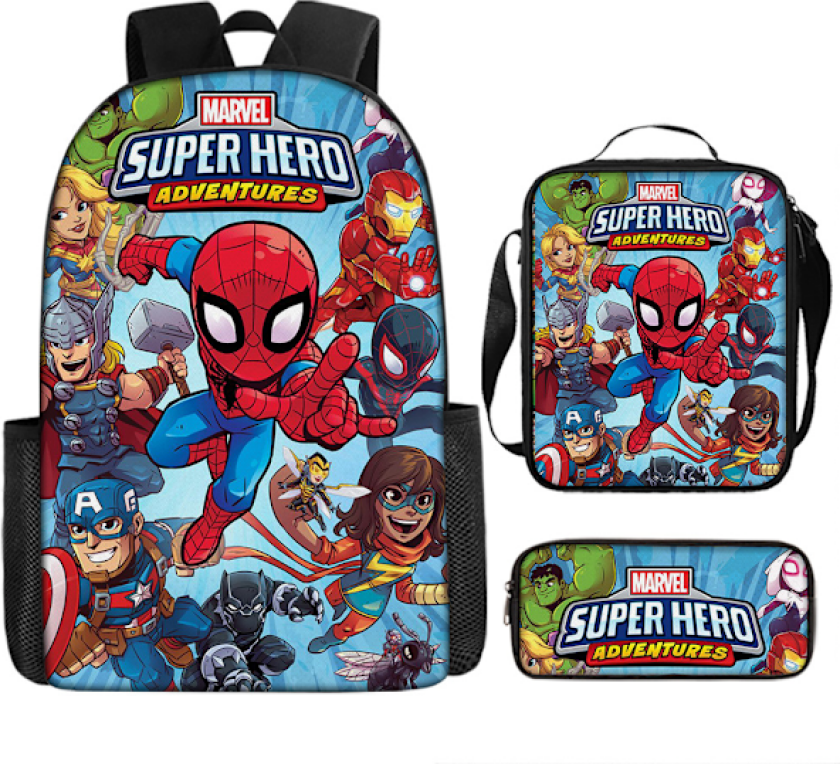 Spider-Man Ryggsekk Skoleveske Penal Lunchveske Tredelt Sett