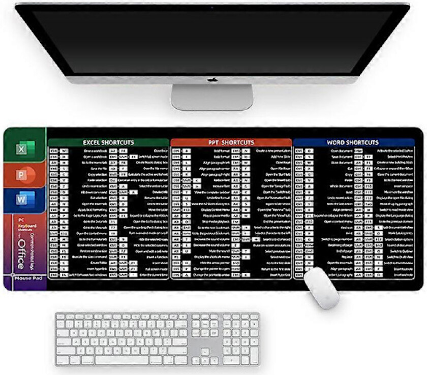 Stor Musematte XL, Hurtigtast Musematte for Kontor, Utvidet Datamaskin Musematte/Skrivebordsmatte med Sydde Kanter for Word/Excel/PPT (800x300mm)