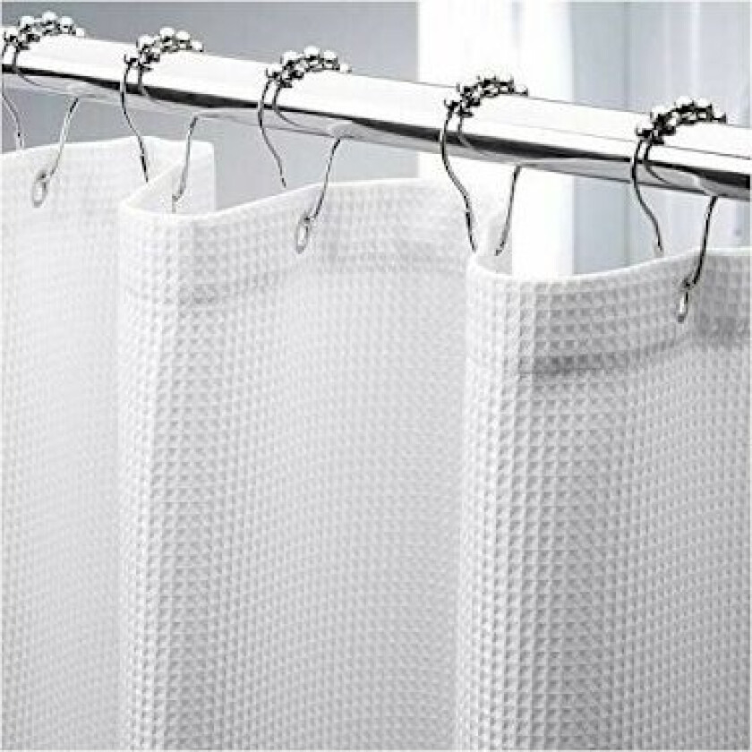 180 x 210 cm Ekstra Langt Vaffel Dusjforheng, Dusjforheng i Tykt Stoff med Vaffelvevd Baderomsdusjforheng i Hotellkvalitet