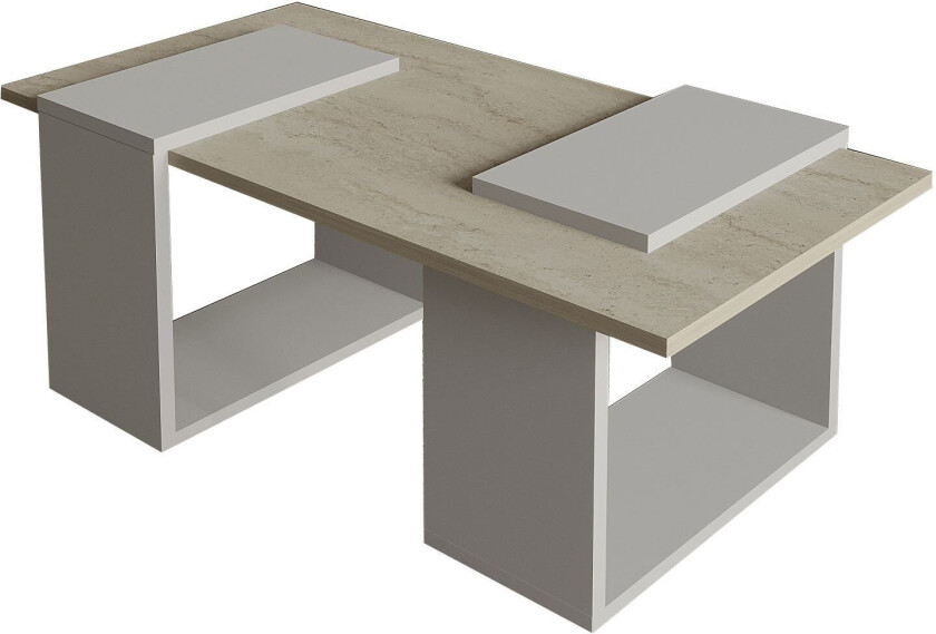 Matris Sofabord 90x37x46,6 cm - Grå og travertin