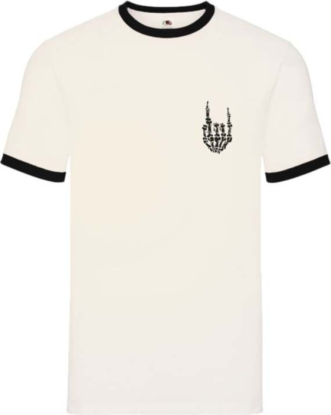T-skjorte - Skeleton Rockhand - Ringer Shirt - S til 5XL - Herrer - antikk hvit