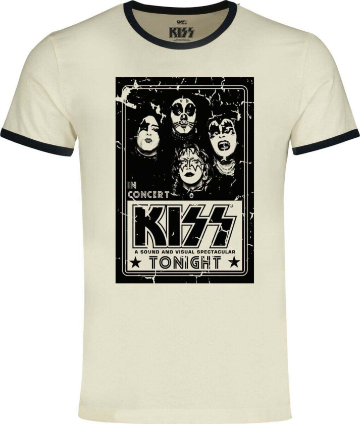 T-skjorte - In Concert - Ringer Shirt - S til 5XL - Herrer - antikk hvit