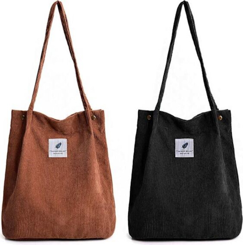 Kordfløyel Tote Bag, Kordfløyel Skulderveske Stor Kapasitet Uformelle Håndvesker For Kvinner, Mote Shopping