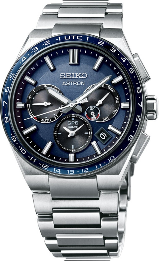 Astron Solar GPS SSH109J1 - Kvarts - Sølv Titanium - Herreklokker - Titanium - Safir