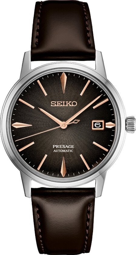 Seiko Presage Cocktail Time Irish Coffee SRPJ17J1 - RIP - Automatisk - Sølv - Herreklokker - Skinn - Mineral