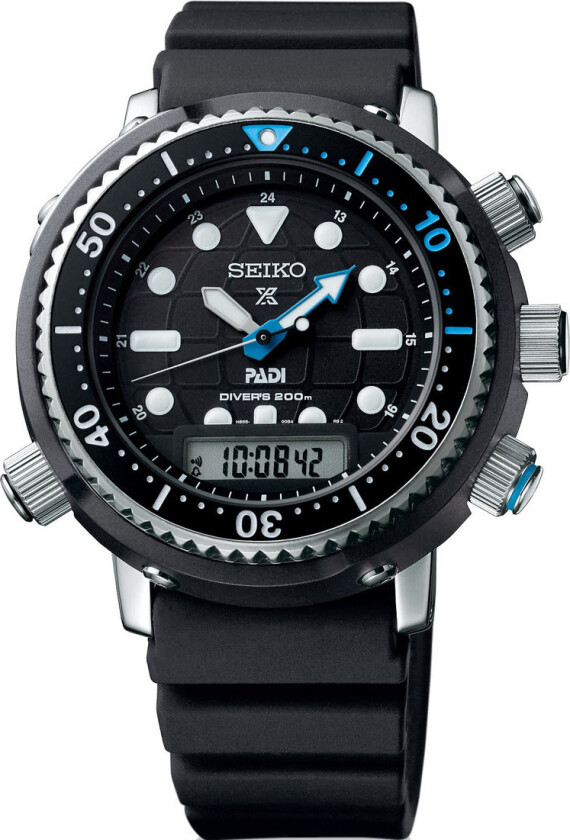 Prospex Solar PADI Arnie Hybrid Diver 40th Anniversary SNJ035P1 - Kvarts - Sort Sølv - Herreklokker - Silikon - Mineral