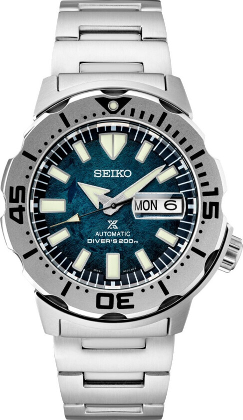 Prospex Monster Save The Ocean Antarctica SRPH75K1 - Automatisk - Sølv - Herreklokker - Rustfritt stål - ledd m/pin - Mineral