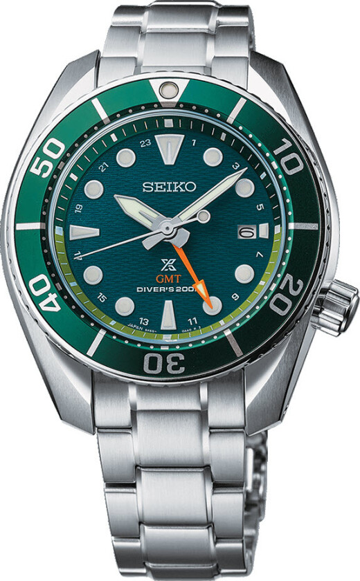 Prospex Seascape Sumo Solar GMT Diver SFK003J1 - Kvarts - Sølv - Herreklokker - Rustfritt stål - ledd m/pin - Safir