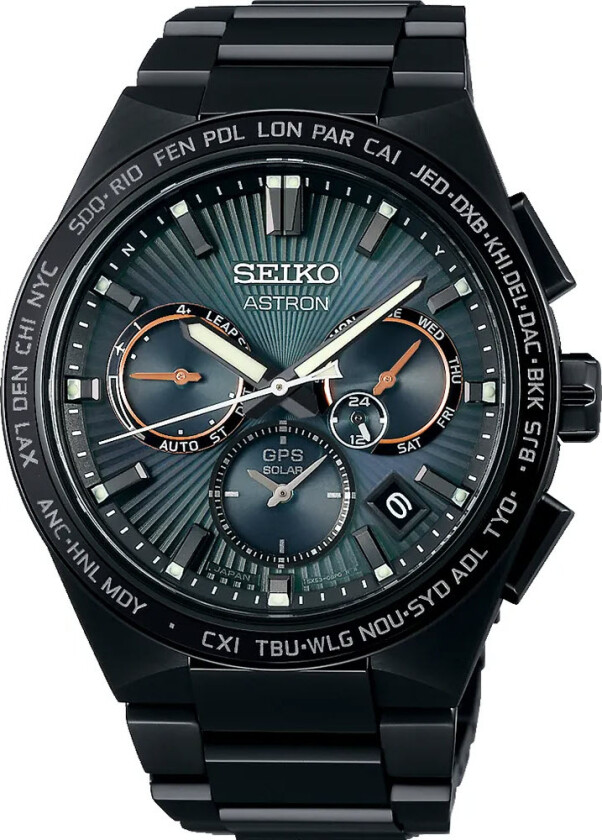 Astron "Super Nova Green" Limited Edition(1200 pieces worldwide) SSH127J1 - Kvarts - Sort - Herreklokker - Titanium - Safir