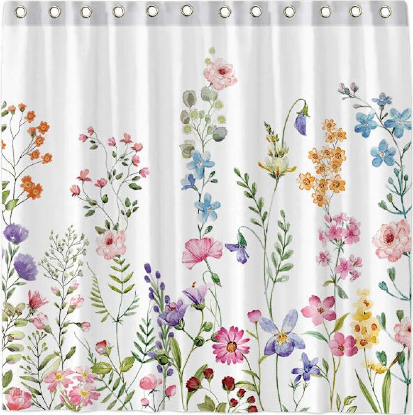 Akvarell Blomster Dusjforheng Sett med Kroker Hjem Bad Bathtub Dekor Enkelt Vedlikehold Maskinvaskbar Holdbar Polyester Stoff 72\"x72\"
