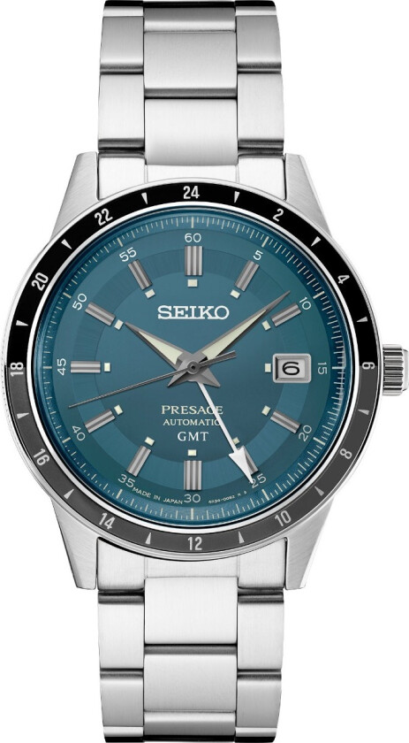 Presage GMT Automatic SSK009J1 - Automatisk - Sølv - Herreklokker - Rustfritt stål - ledd m/pin - Mineral