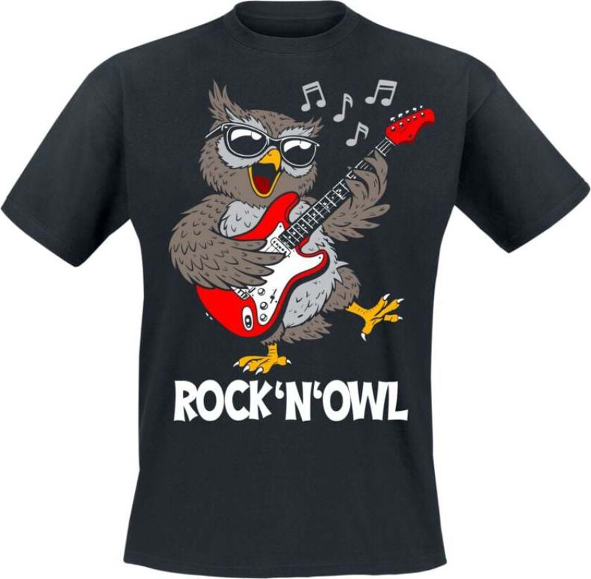 Fun T-skjorte - Rock'n' Owl - M til 3XL - Herrer - svart