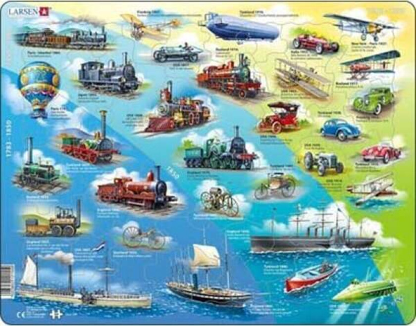 Puzzle Historical Vehicles 1783-1939 - 54 pieces Maxi (36.5x28.5 cm) Gulv