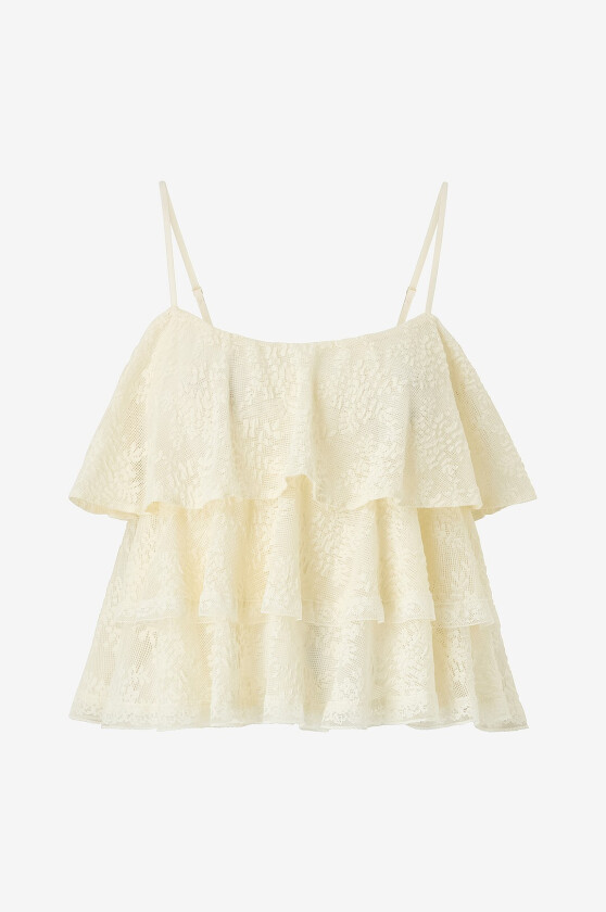 Topp Lace Frill Singlet - Beige