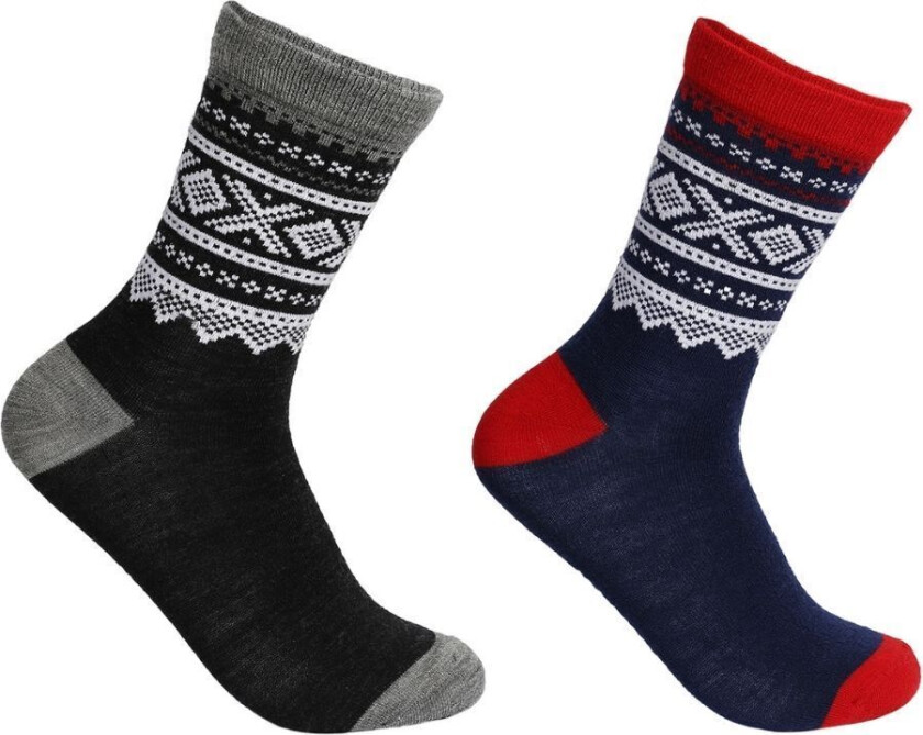 2-pack Ullsokker Voksen Navy/grey 40-42