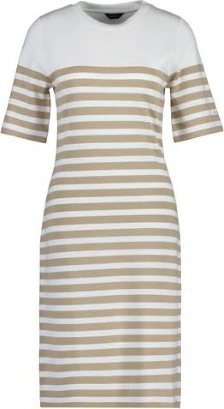 Striped Ss T-Shirt Dress - Dark Khaki M