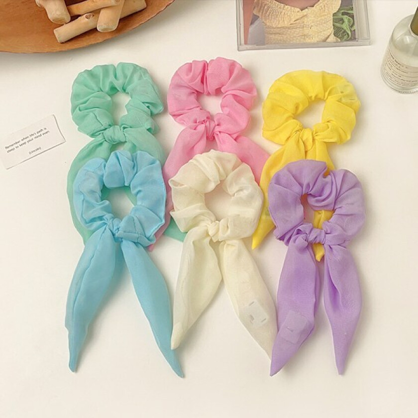 6 stk. LED lysende scrunchie, lysende elastisk hårbånd, scrunchies