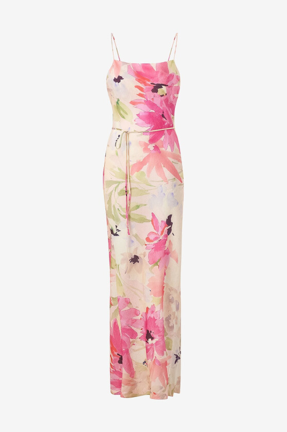 Maxikjole Shiny Slip Dress - Rosa