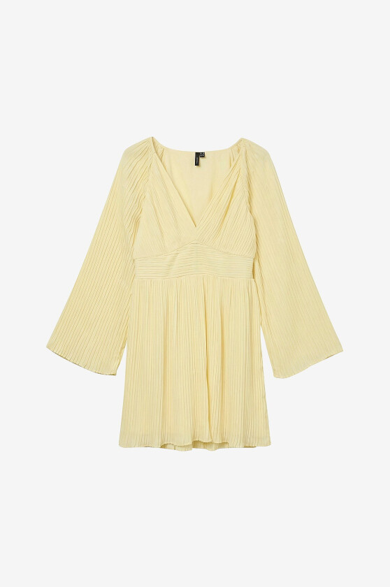 Kjole vmDora LS Short Plisse Wvn EX - Beige