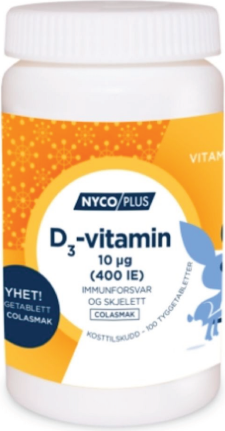 D-vitamin 10 µg med colasmak, 100 tyggetabletter