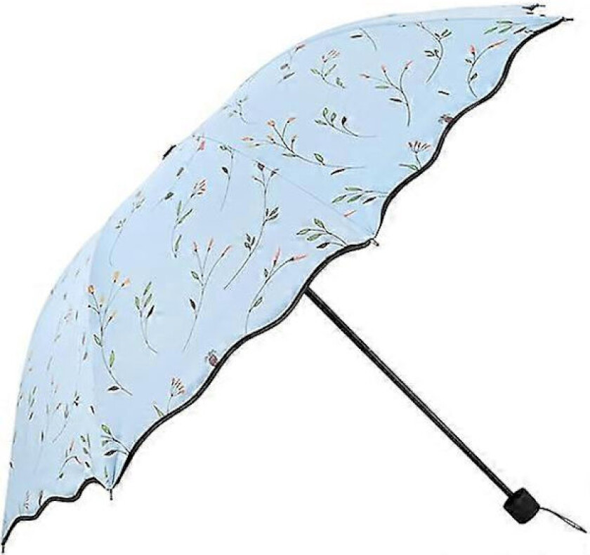 Sammenleggbar solparaply, bærbar UV-beskyttelse paraply dame blomstrete solskjermer vindtett sterk kompakt paraply sommer UPF 50