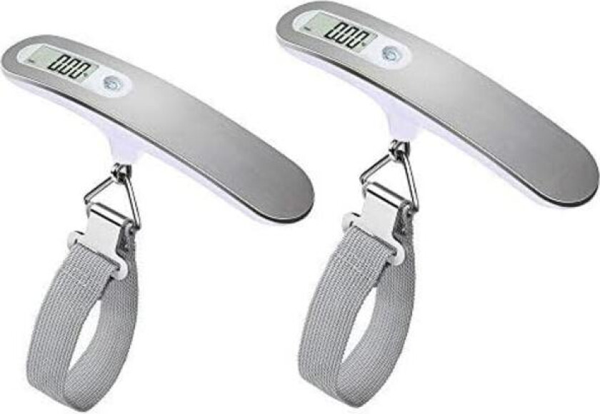 Bilde av 2X reisevekt/bagasjevekt/elektronisk digital vekt med høy presisjon for koffert 110 lb 50 kg Kapasitet Heavy Duty hengende sølv