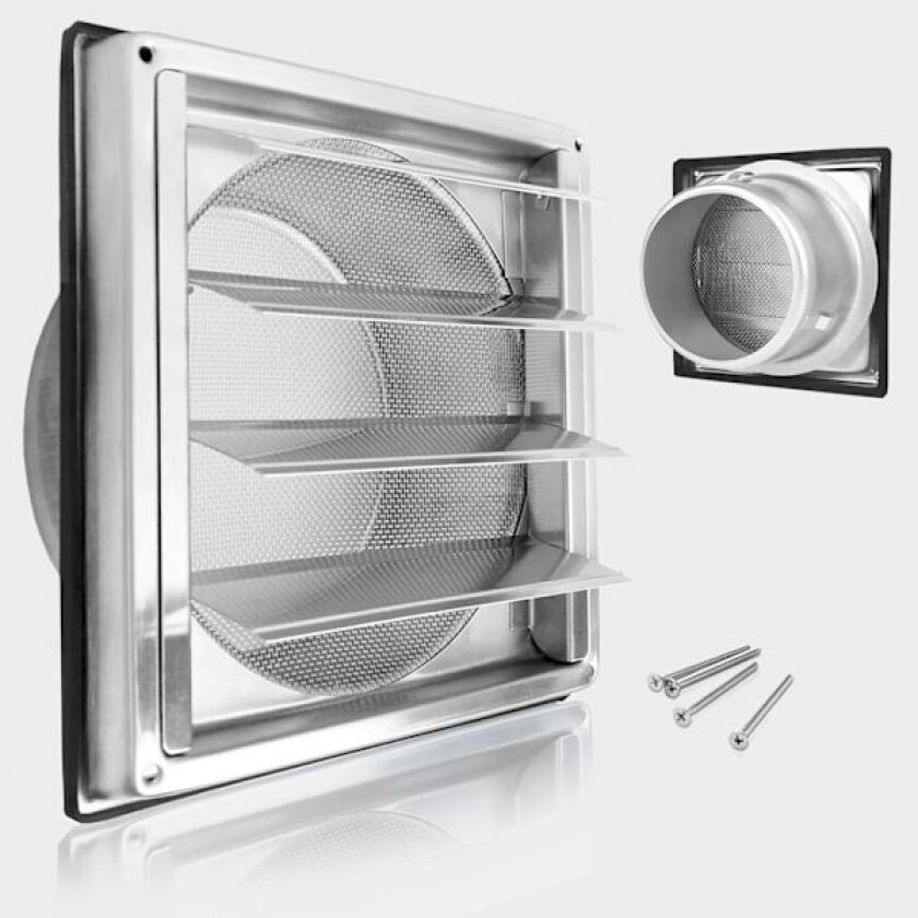 125 mm ventilasjonsrist, 304 rustfritt stål tilbakeslagsventil værbestandig rist, ventilasjon i rustfritt stål, for HRV-kanal