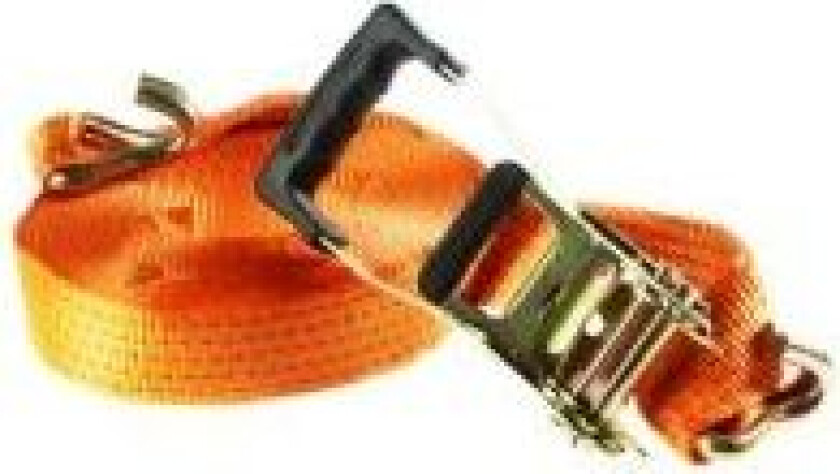 Bilde av Lastestrop 5000 kg, 50mm x 12m - Orange m/skralde & J-krog - lastekapacitet 2500kg