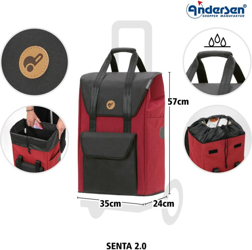 Bilde av Andersen Royal Shopper Senta 2.0 49 Liter Trillebag Rød