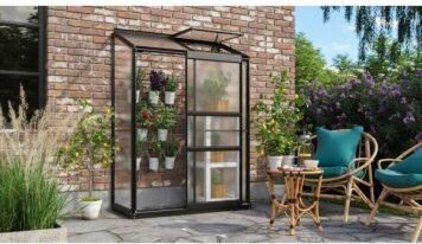 DRIVHUS VITAVIA IDA 900 MED SOKKEL ALU/POLY SVART 0,9M²