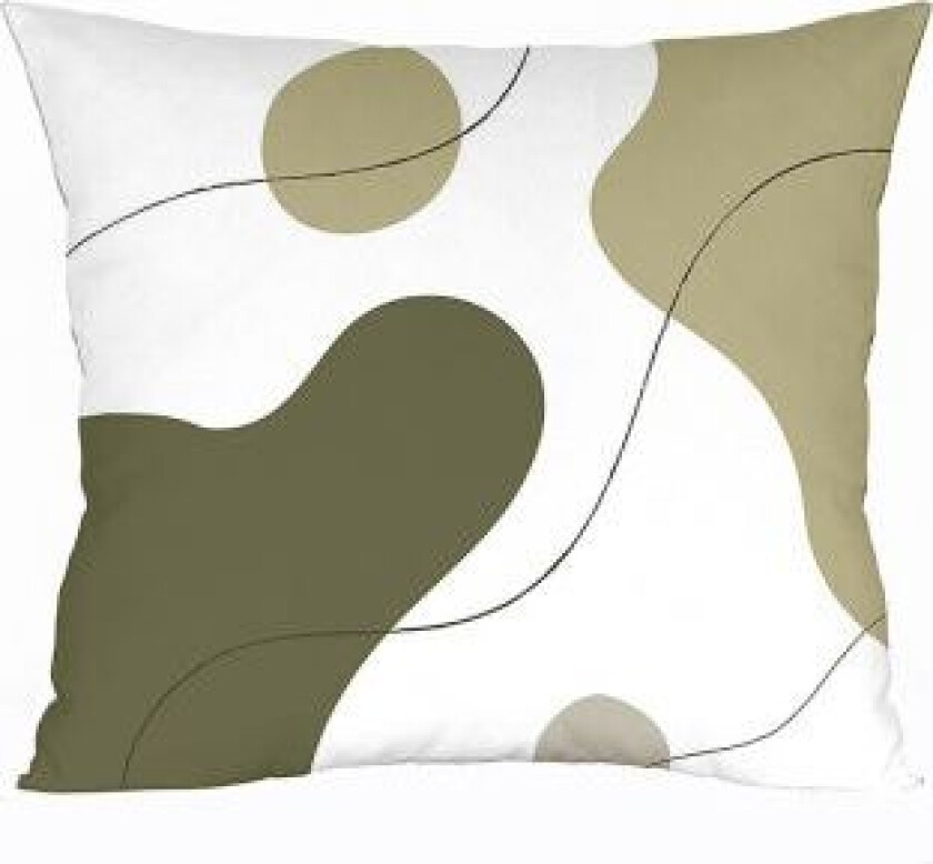 PYNTEPUTE TRYCK 696 45X45CM HVIT/OLIVENGRØNN