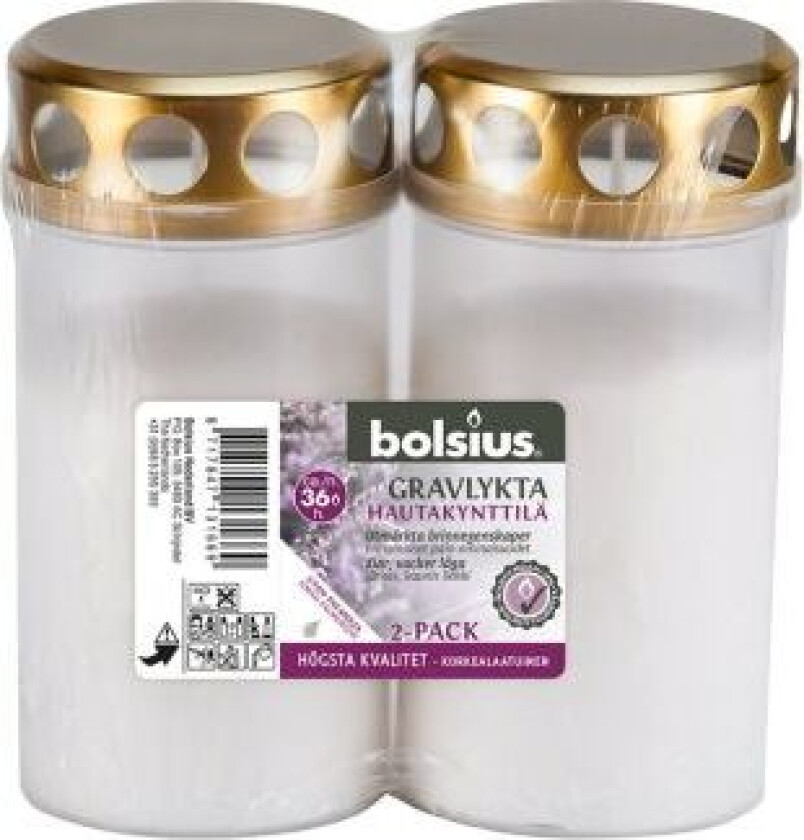 Bilde av GRAVLYS BOLSIUS 36 TIMER 2PK HVIT