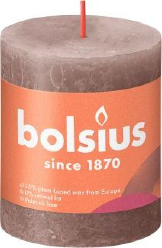KUBBELYS BOLSIUS RUSTIKK 80MM GRÅBRUN