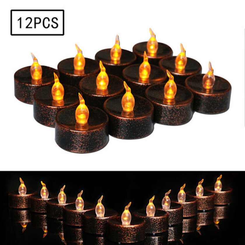 12-pakning LED Blacklight, batteridrevne telys, svart flamme