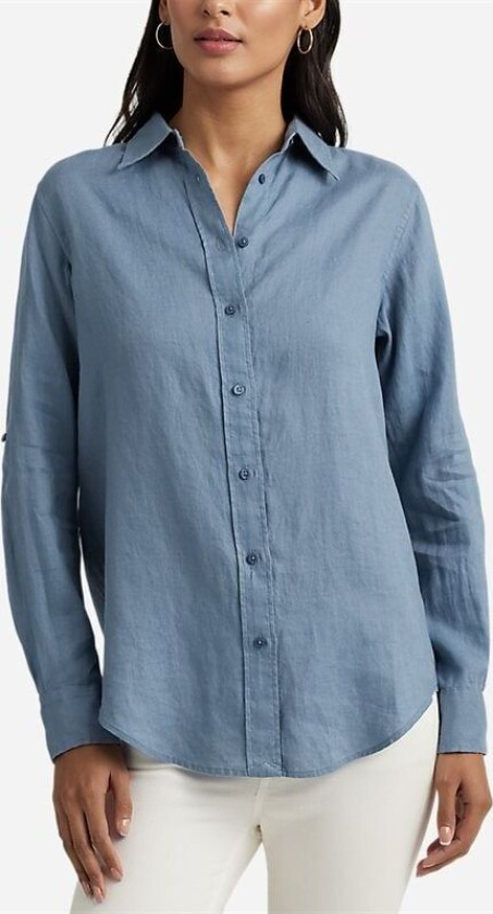 Relaxed Fit Linen Shirt - Pale Azure Blå L