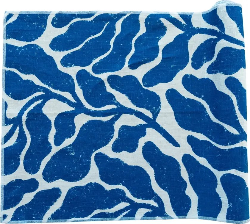 Leaves løper Hvit-blå, 47x180 cm
