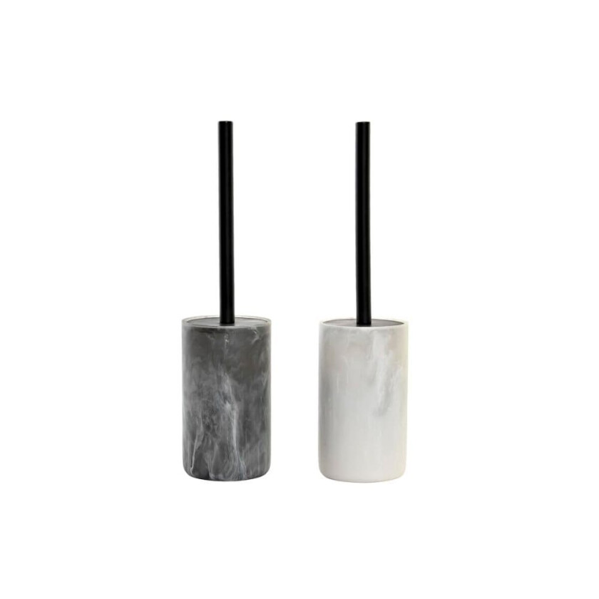 Toalettbørste DKD Home Decor 9,5 x 9,5 x 38 cm Rustfritt stål Resin (2 kvanta)