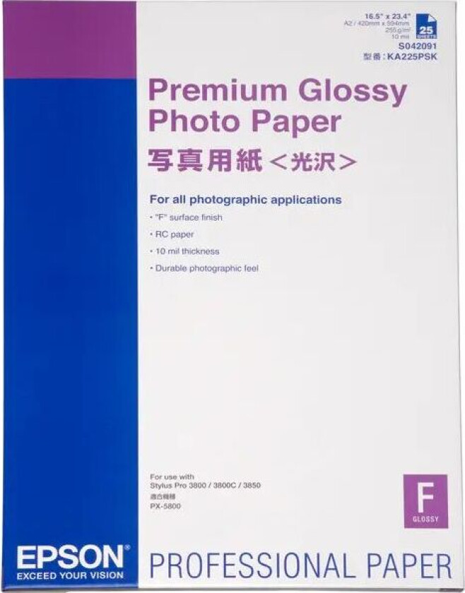 Bilde av Papir Photo Prem Glossy A2 25 Ark 225g