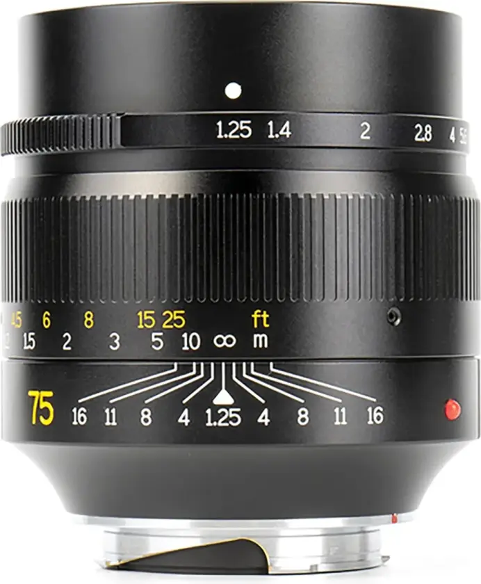 75mm f/1.25 Til Leica M-fatning. Sort