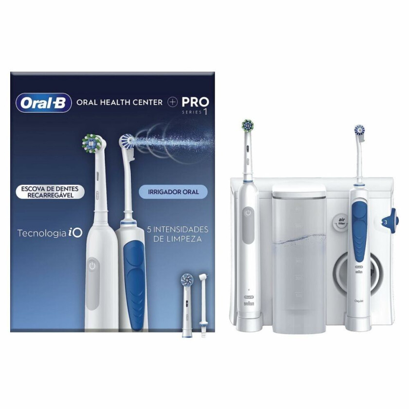 Oral-B Idropulsore Health Center, Voksen, Roterende vibrerende Tannbørste, Blå, Hvit, 2 min, 30 sec, Hvit, Rund